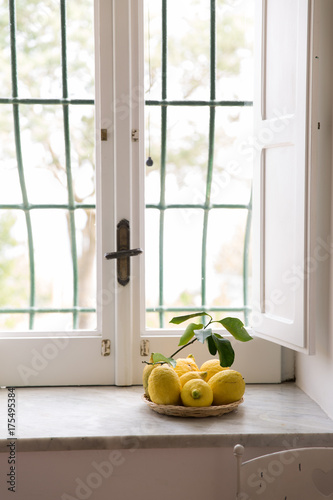 Lemons on a window sill