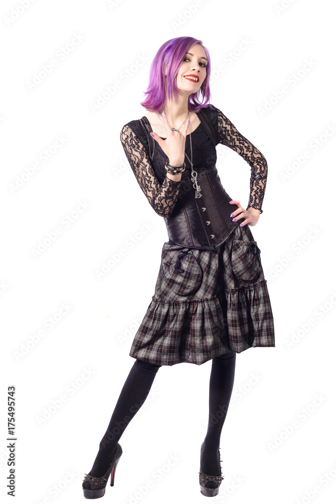 Portrait of a young girl with pink hair. Isolated over white background. Portrait of a young girl with pink hair. Isolated over white background.
