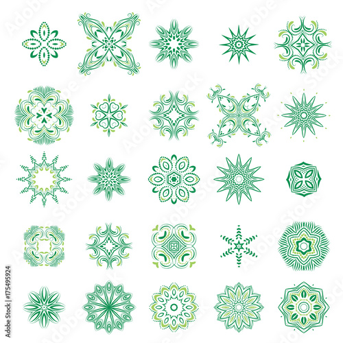 Set of mandalas. Collection of stylized vector ornaments. Simple design elements.