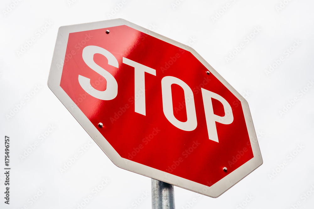 Obraz premium red stop traffic sign