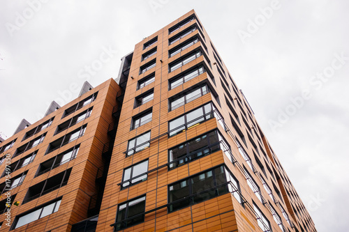 finance building with orange facade