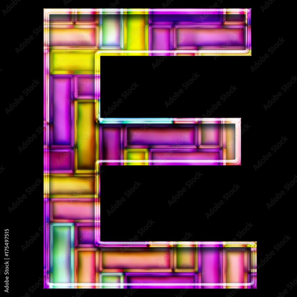Fototapeta premium 3D render of neon bricks alphabet letter