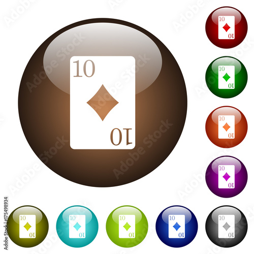 Ten of diamonds card color glass buttons
