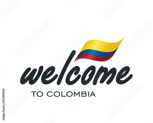 Welcome to Colombia flag sign logo icon