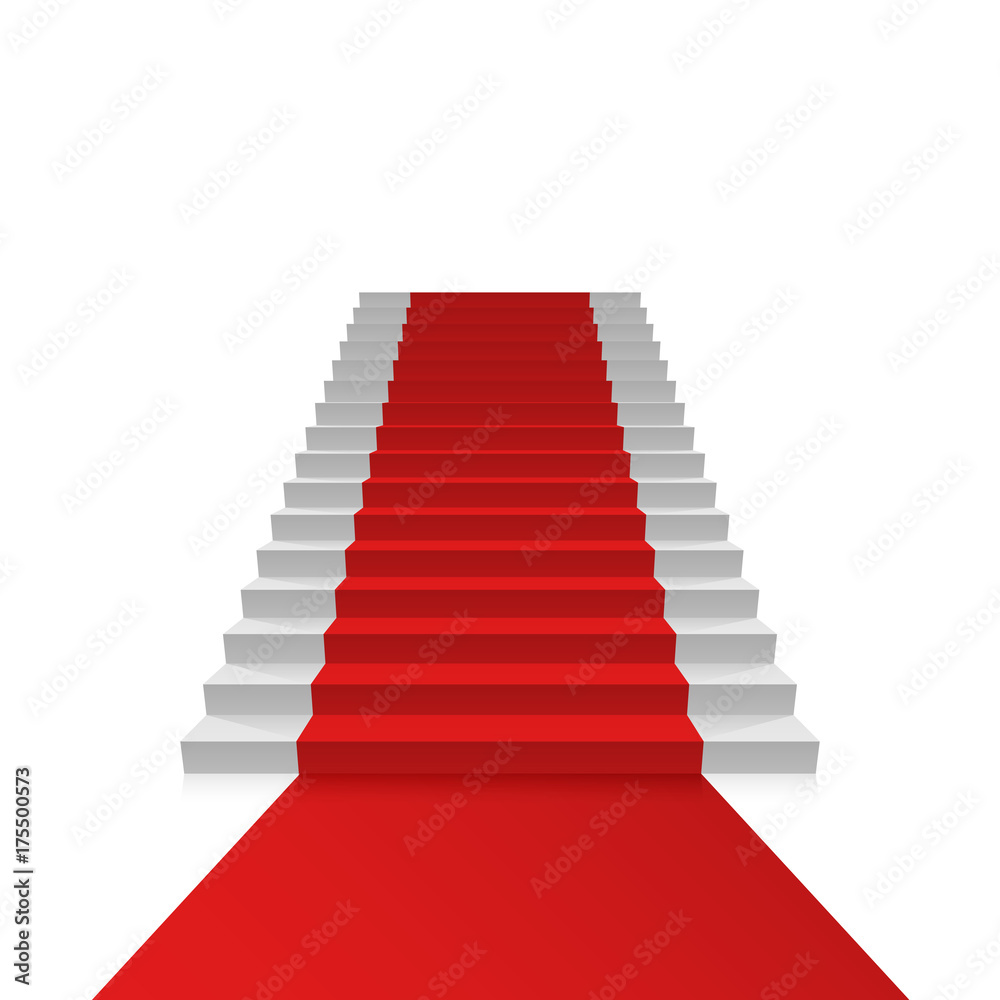 Podium with red carpet, Red stairs background, Vector illustration Podium with red carpet, Red stairs background, Vector illustration
