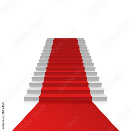 Podium with red carpet  Red stairs background  Vector illustration