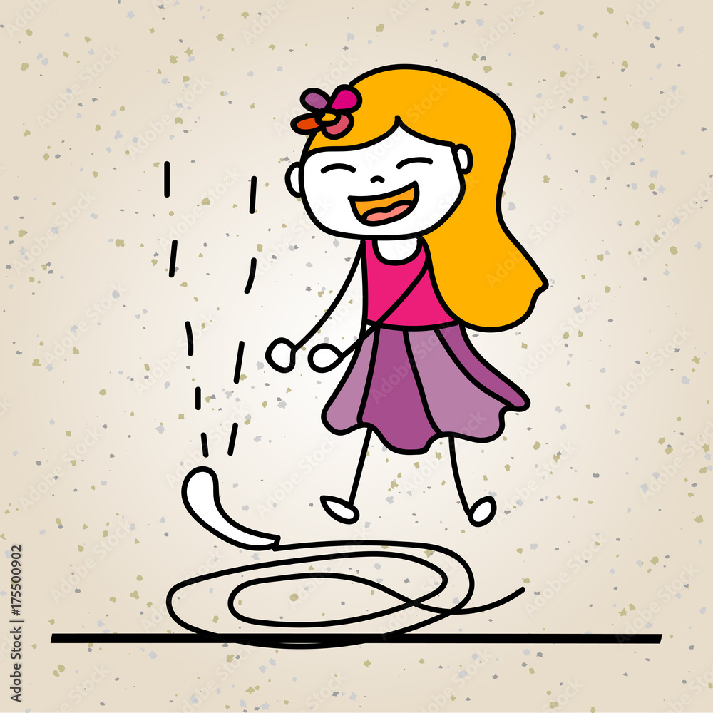 hand drawing abstract happy cute girl line art hand drawing abstract happy cute girl line art