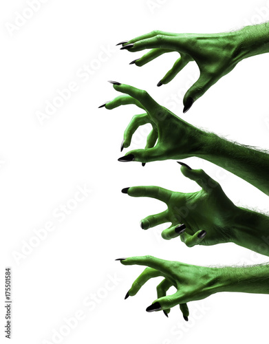 Slika na platnu Halloween green witches or zombie monster hands