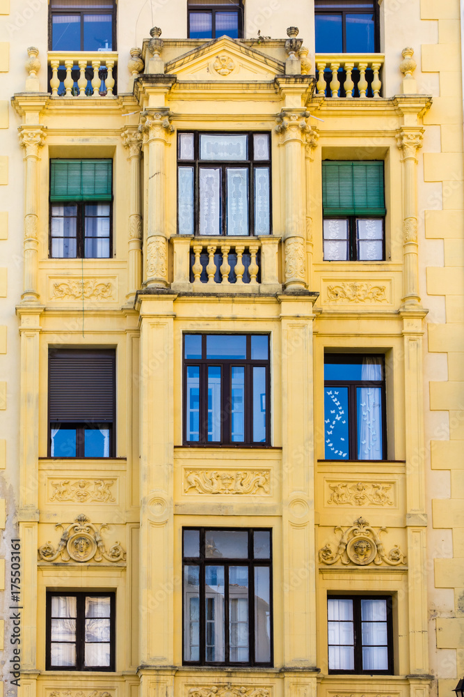 Facade of house in the town of Segovia, in the Spanish province of Castilla y Leon