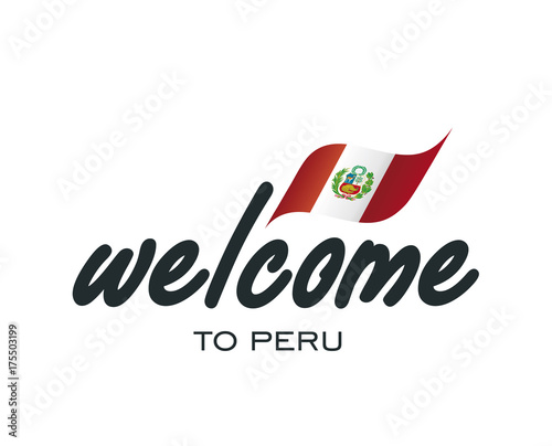 Welcome to Peru flag sign logo icon