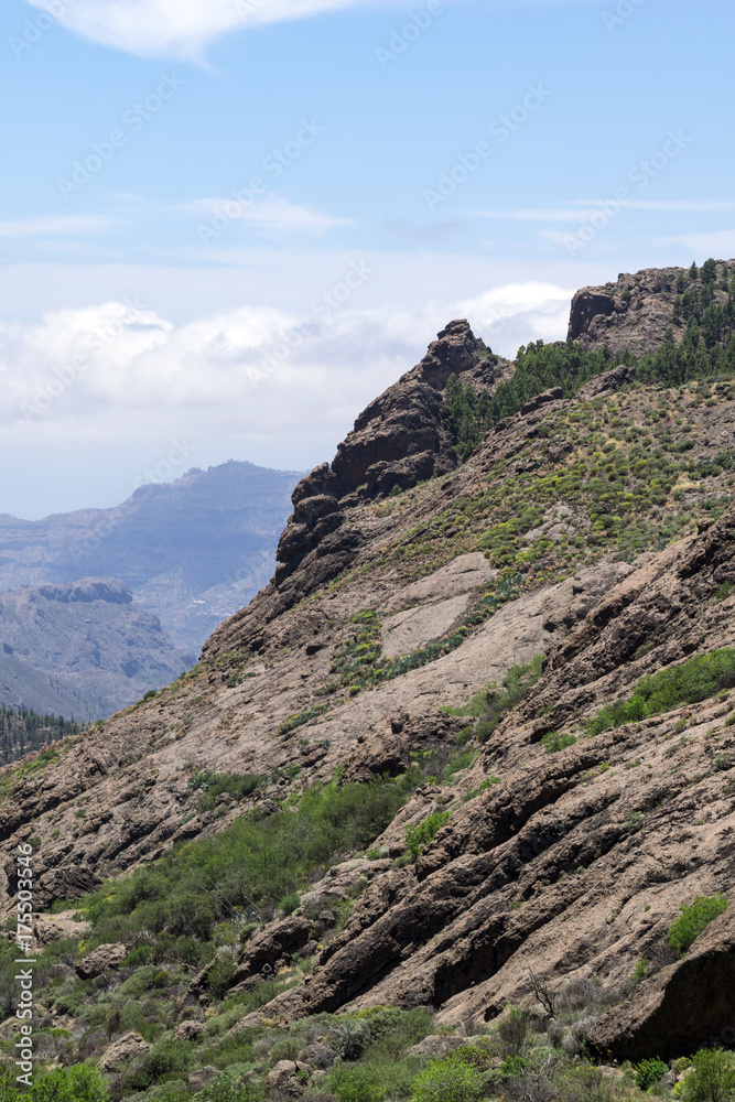 Breathtaking landscape with the most beautifull mountain peaks on grand canary, canary islands, spain.