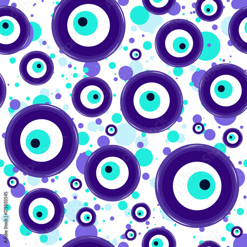 Seamless pattern of amulet against the evil eye and spoilage.