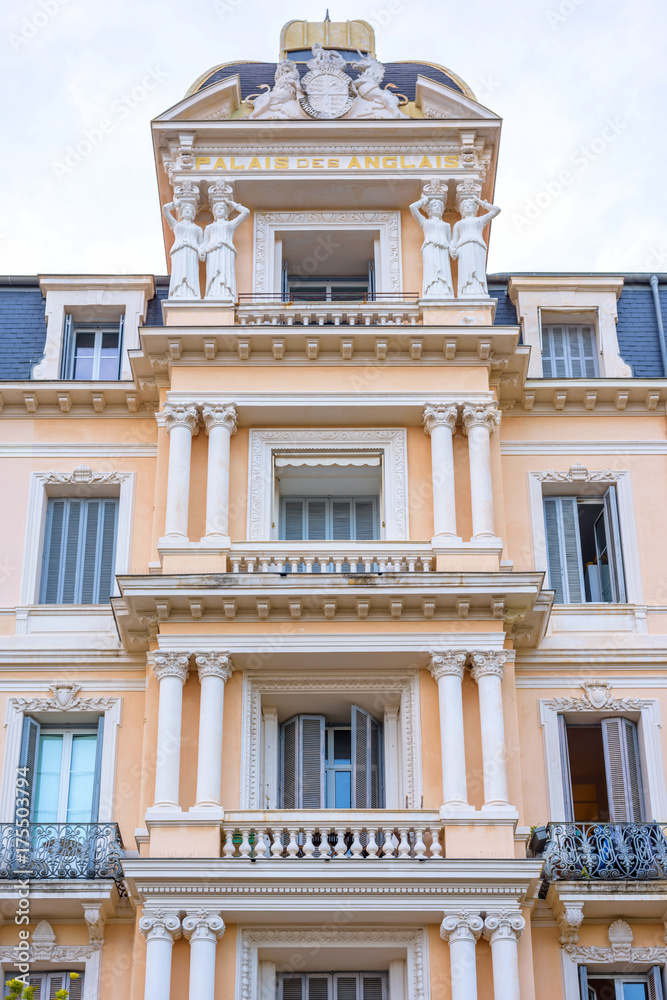  Beautiful view to Palais des Anglais apartments at daylight. Beaulieu sur mer, France.