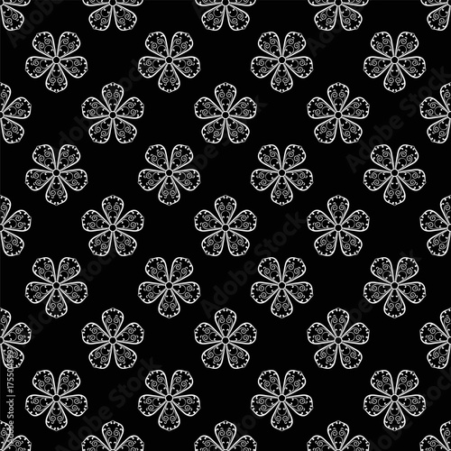 Floral seamless pattern. Black and white design