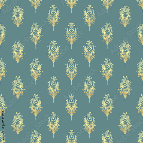 Art deco style geometric seamless pattern in black and gold. Vector illustration. Roaring 1920's design. Jazz era inspired . 20's. Vintage Fabric, textile, wrapping paper, wallpaper.