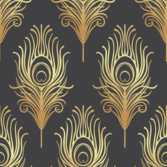 Papier peint photo Art deco patrons Motif Art déco noir et or  © vgorbash