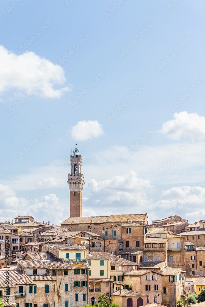 View on the tower of town hall in italian Siena