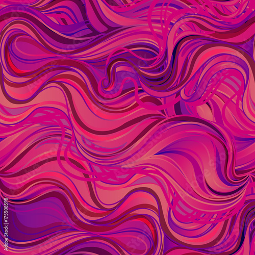 Vector seamless hand-drawn pattern with waves and clouds. Stylish illustration in boho style. Fabrics, textiles, paper, wallpaper. ornament.
