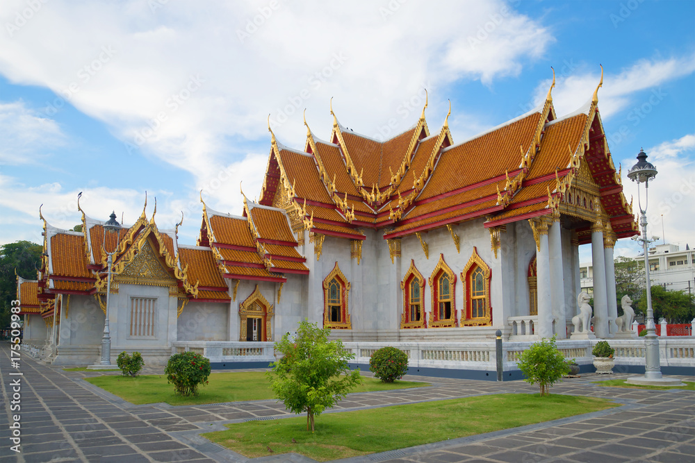 View of the Marble Temple (Wat Benchamabophit). Bangkok, Thailand