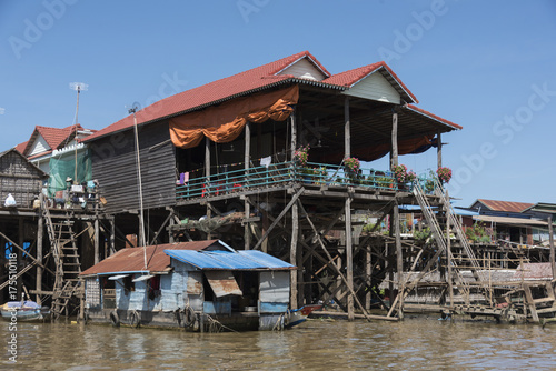Stilt houses on Tonle Sap lake, Kampong Phluk, Siem Reap, Cambodia