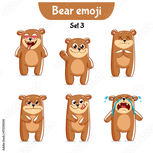 Vector set of cute bear characters. Set 3