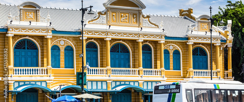 Photos Bangkok, Thailand - yellow building Colonial Style with blue sky background in t