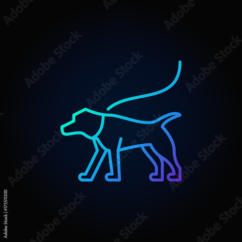 Blue dog on a leash vector icon