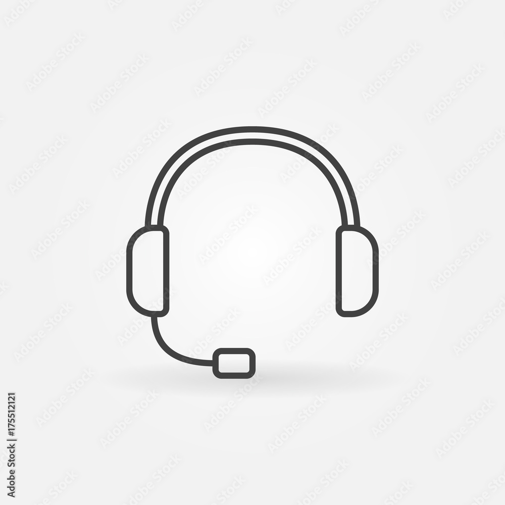 Headset outline icon - vector customer service concept outline s Headset outline icon - vector customer service concept outline s