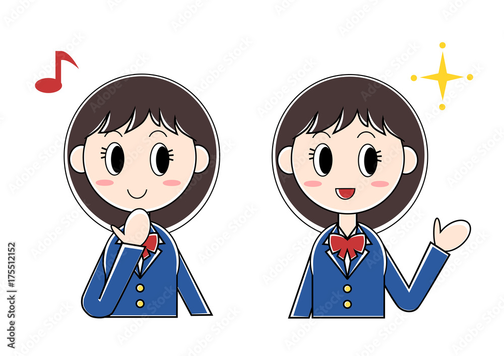 女性 学生 表情 イラスト 嬉しい 楽しい Stock Vector Adobe Stock