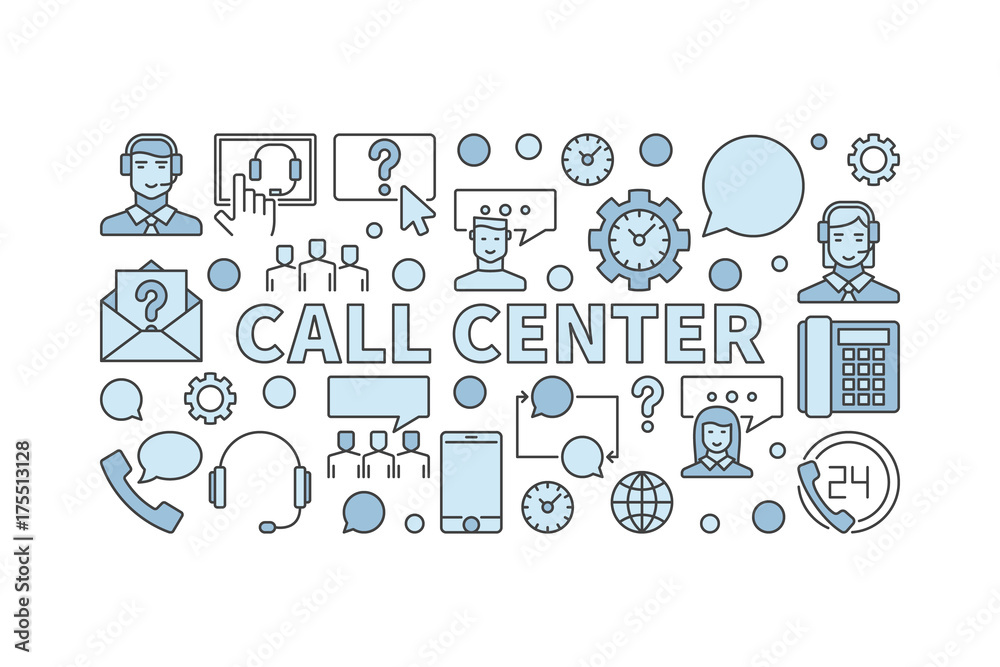 Call center modern vector concept horizontal banner