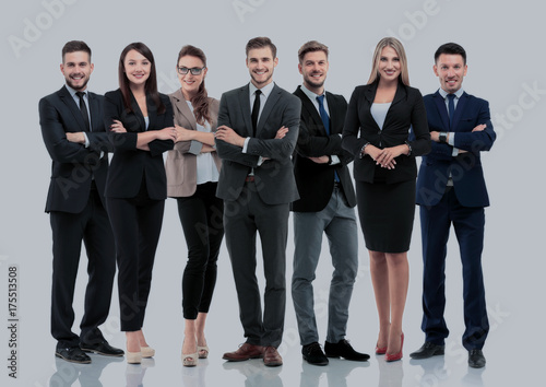 Group of smiling business people. Isolated over white background
