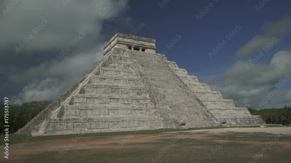 High ancient pyramid of old Maya culture on mexican territory in summer sunny day High ancient pyramid of old Maya culture on mexican territory in summer sunny day