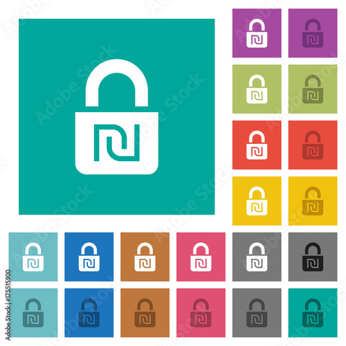 Locked Shekels square flat multi colored icons