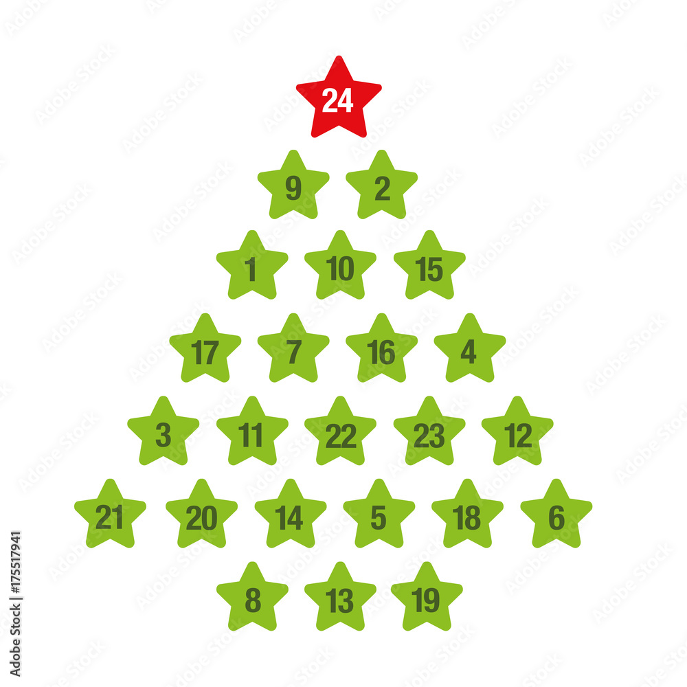 tannenbaum adventskalender aus sternen Adobe Stock