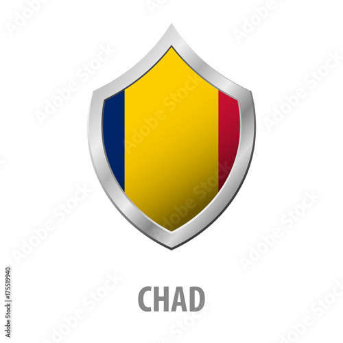 Free Download Chad flag on metal shiny shield vector illustration. - GFXLoad