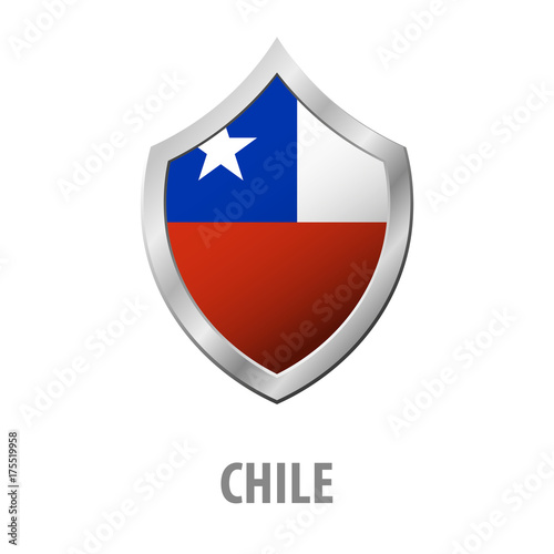 Free Download Chile flag on metal shiny shield vector illustration. - GFXLoad