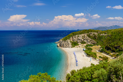 The scenic Tsabou beach, a popular destination on the Greek island of Samos, Greece © r_andrei