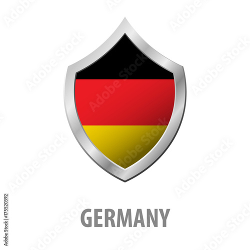 Free Download Germany flag on metal shiny shield vector illustration. - GFXLoad