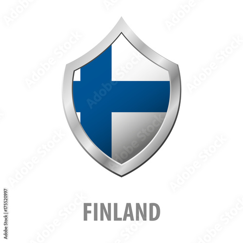 Free Download Finland flag on metal shiny shield vector illustration. - GFXLoad
