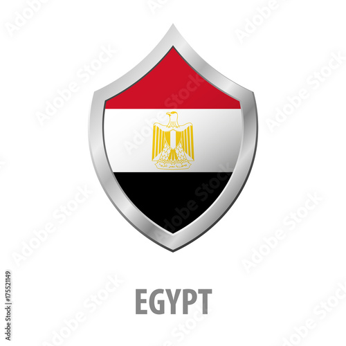 Free Download Egypt flag on metal shiny shield vector illustration. - GFXLoad