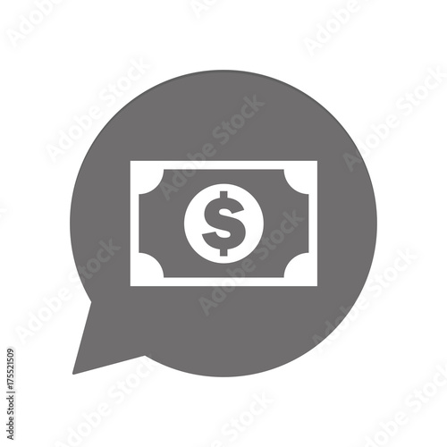 Graue Sprechblase rund - Dollar Schein