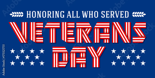 US Veterans Day greeting card. Vector illustration.