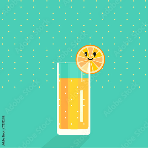 Cocktail, juice, drink, lemonade. A glass with a drink. Vector.