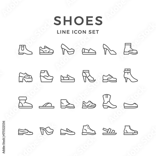 Set line icons of shoes