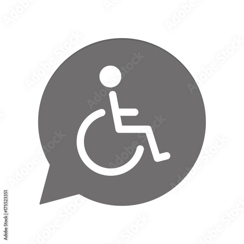 Graue Sprechblase rund - Rollstuhlfahrer