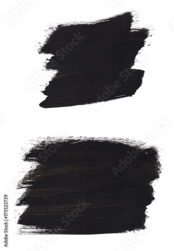 Black Background Painted Brush Strokes Banner Isolated on White