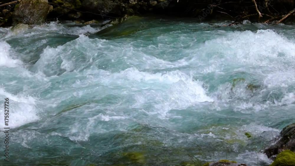 Mountain river water with slow motion closeup Mountain river water with slow motion closeup