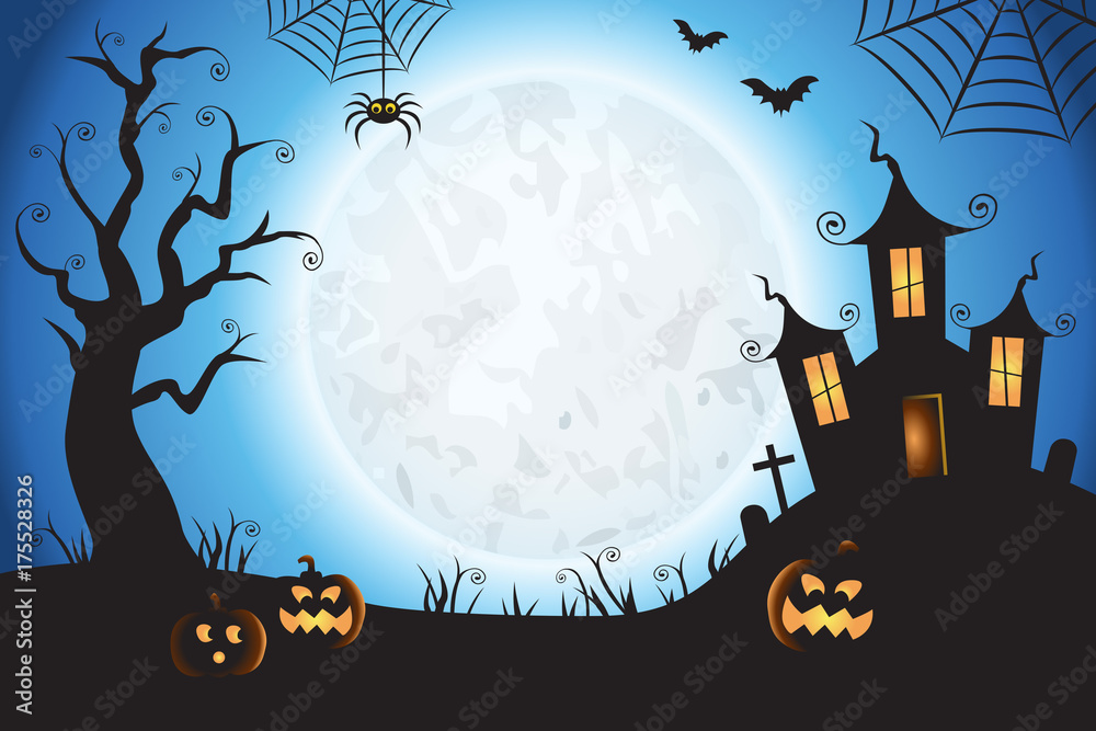 Halloween Spooky Blue Vector Scene Background 1 Stock Vector | Adobe Stock