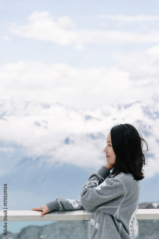 Profile of a young woman,Swiss Alps, Switzerland Profile of a young woman,Swiss Alps, Switzerland