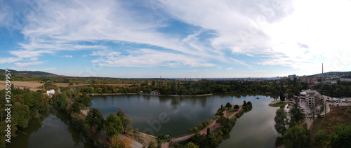 Zagorka lake Stara Zagora aerial panorama